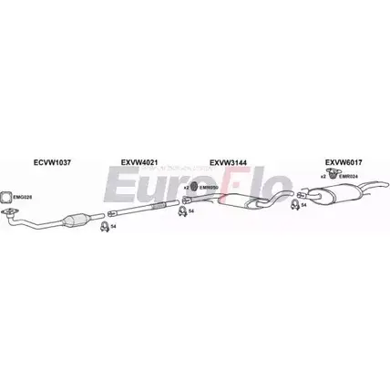 Система выпуска ОГ EUROFLO VWGOL19D 1001F AH2A0Y 4374857 PO VIO изображение 0