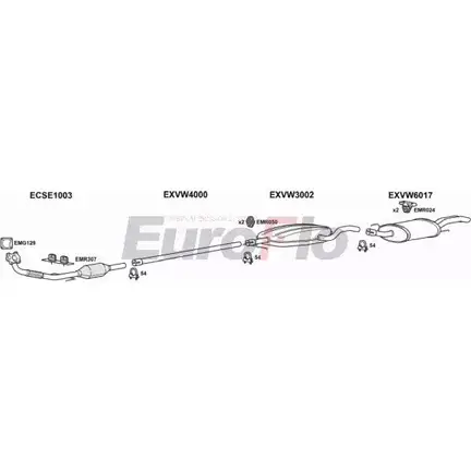 Система выпуска ОГ EUROFLO YB U3D8 VWGOL19D 1008C 4374863 S9536H