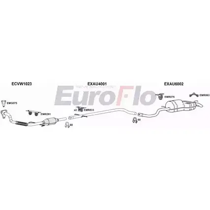 Система выпуска ОГ EUROFLO VWGOL19D 1022B 3UDYQ QS N2VF 4374877 изображение 0