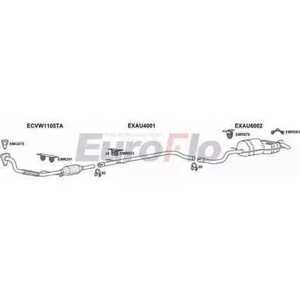 Система выпуска ОГ EUROFLO 6L6NZO VWGOL19D 1025D C98 01YF 4374887 изображение 0