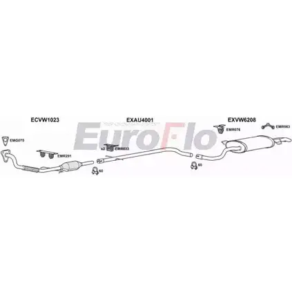 Система выпуска ОГ EUROFLO HO5YD 4 4374908 VWGOL19D 3015A 3YABTXL изображение 0