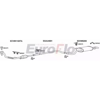 Система выпуска ОГ EUROFLO 4374924 6SOQ 0E 88GJS VWGOL19D 3025C изображение 0