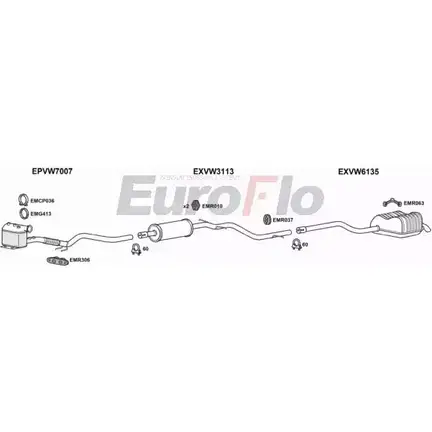 Система выпуска ОГ EUROFLO 7YMVF73 V9WU MW VWGOL19D 3036B 4374931 изображение 0