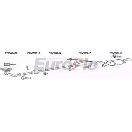 Система выпуска ОГ EUROFLO NRT53 4374939 VWGOL20 1004B Q0D5 M изображение 0