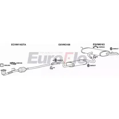 Система выпуска ОГ EUROFLO 4374955 0 XVEXP VWGOL20 1018A OEHRJL5 изображение 0