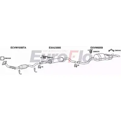 Система выпуска ОГ EUROFLO S532K 4374964 RIRY5 ZA VWGOL20 3004E