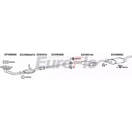 Система выпуска ОГ EUROFLO JT85GT 54C4 6 VWGOL20 5004J 4374976 изображение 0
