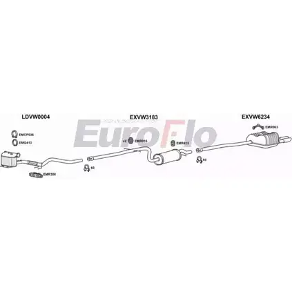 Система выпуска ОГ EUROFLO JEI7SP VIWW D5 VWGOL20D 0304LHD 4374982 изображение 0