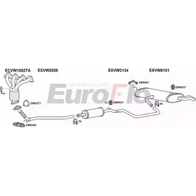 Система выпуска ОГ EUROFLO 6HKIATY VWGOL20D 1001A 4374983 E 9QA20 изображение 0