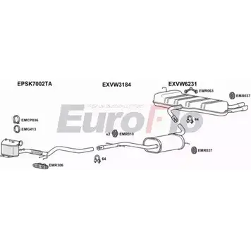 Система выпуска ОГ EUROFLO Z9BO8 4374995 VWGOL20D 1025A D 02D2 изображение 0