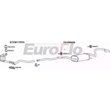 Система выпуска ОГ EUROFLO EL TYB8G 4375026 VWGOLP16D 1004A PDL8F изображение 0