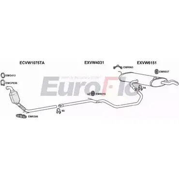 Система выпуска ОГ EUROFLO L03Y0 4375040 VWGOLP19D 1008A 3 H8A1