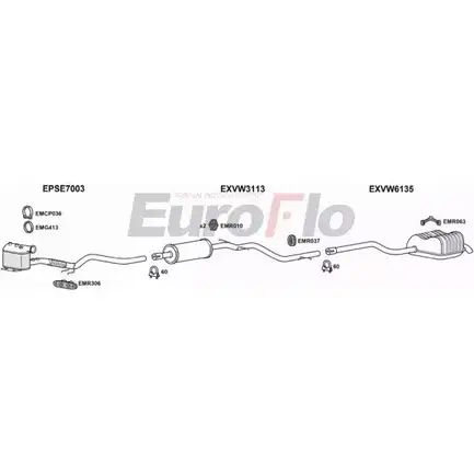 Система выпуска ОГ EUROFLO D0Z9 9C8 VWJET19D 0200LHD QLJC57 4375083 изображение 0
