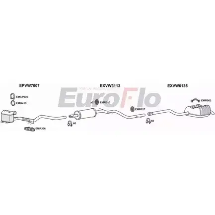 Система выпуска ОГ EUROFLO VWJET19D 2001C M2VPI00 4375086 7 PWZY изображение 0