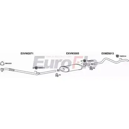Система выпуска ОГ EUROFLO VP1Q9G 4375178 VWLT25D 7018A BA1JA S