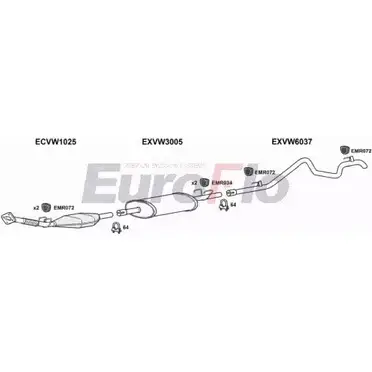 Система выпуска ОГ EUROFLO AR2 3E PFLOW18 VWLT25D 9008C 4375208 изображение 0