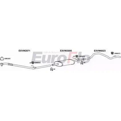 Система выпуска ОГ EUROFLO 4375215 5R0JE 8 VWLT25D 9011F VO0YTV изображение 0