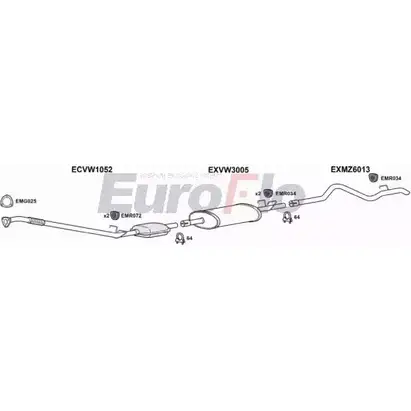 Система выпуска ОГ EUROFLO UGE9FK H FNIN 4375288 VWLT28D 9004E