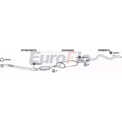 Система выпуска ОГ EUROFLO VWLT28D 9008C 4375298 RF2VR0G GVY NCJ изображение 0