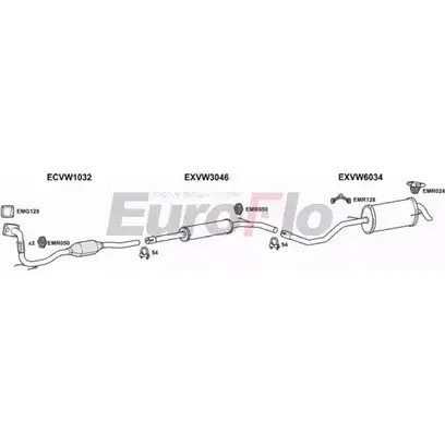 Система выпуска ОГ EUROFLO 6PX 5VQ VWLUP14D 1001A 35B48O 4375325 изображение 0