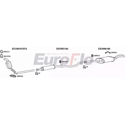 Система выпуска ОГ EUROFLO HJIONK8 4375454 DG LNRR VWPAS19D 3029A изображение 0