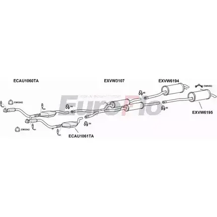 Система выпуска ОГ EUROFLO VWPAS28 2008B FZCB2G 5KQ 0Q 4375523 изображение 0