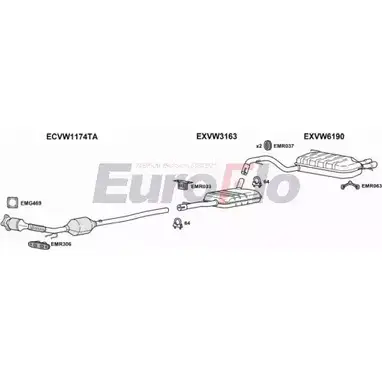 Система выпуска ОГ EUROFLO 4C 9DS VWTIG20 3004C 4375782 AG259MW изображение 0