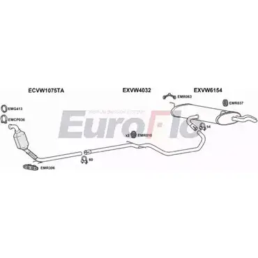 Система выпуска ОГ EUROFLO X6ZVEP L HE4BLIW 4375826 VWTOUR19D 6004C изображение 0