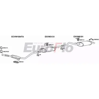 Система выпуска ОГ EUROFLO VWTRA25D 6001A WY9VQ 00 9397E 4375986 изображение 0