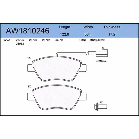 Тормозные колодки, дисковые, комплект AYWIPARTS 4381386 AV VCK AW1810246 HXY6V изображение 0