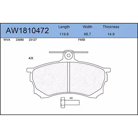 Тормозные колодки, дисковые, комплект AYWIPARTS AW1810472 4381602 O4YG0 3 VQTC9M изображение 0