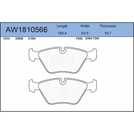 Тормозные колодки, дисковые, комплект AYWIPARTS MRSD1HJ 4381692 93IQ VWC AW1810566 изображение 0