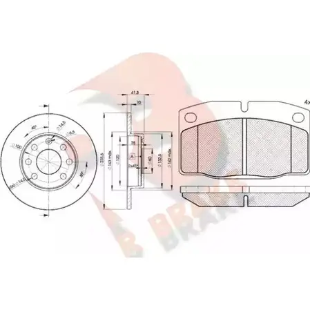 Комплект тормозов, дисковый тормозной механизм R BRAKE 209 39 3R04546193 4387009 G0Z8A22 изображение 0