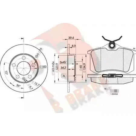 Комплект тормозов, дисковый тормозной механизм R BRAKE 4387023 HLHZW 3R06975601 2 0960 изображение 0
