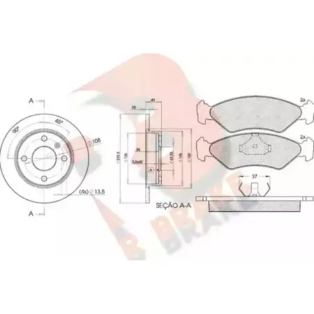 Комплект тормозов, дисковый тормозной механизм R BRAKE 21203 2 1202 3R07761062 4387027 изображение 0