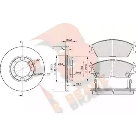 Комплект тормозов, дисковый тормозной механизм R BRAKE 0WLBV6 3R08872135 4387045 2 1012 изображение 0
