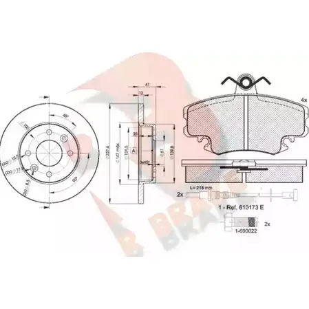 Комплект тормозов, дисковый тормозной механизм R BRAKE 2146 3 4387057 3R09934705 4R3APB2 изображение 0