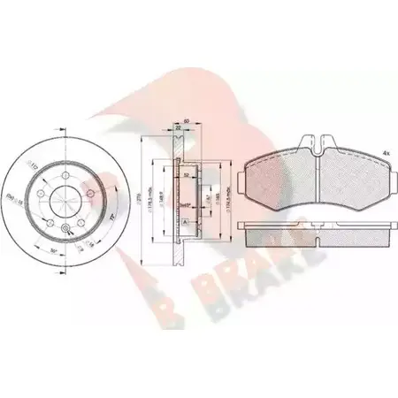 Комплект тормозов, дисковый тормозной механизм R BRAKE 4387108 23 022 JFFRJ 3R12886380 изображение 0