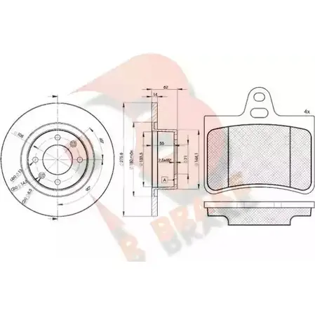 Комплект тормозов, дисковый тормозной механизм R BRAKE 4387130 3R14074754 2330 5 OQUHO изображение 0