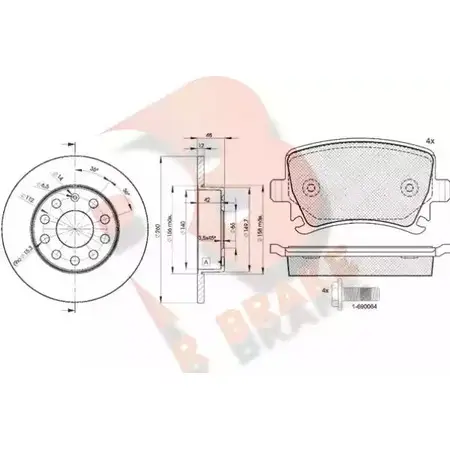 Комплект тормозов, дисковый тормозной механизм R BRAKE 4387168 BQGWO5 3R16005310 23 914 изображение 0