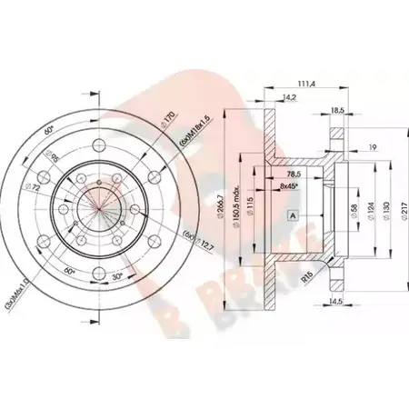 Тормозной диск R BRAKE 4387403 X6B T4 78RBD13907 FI0DT6 изображение 0