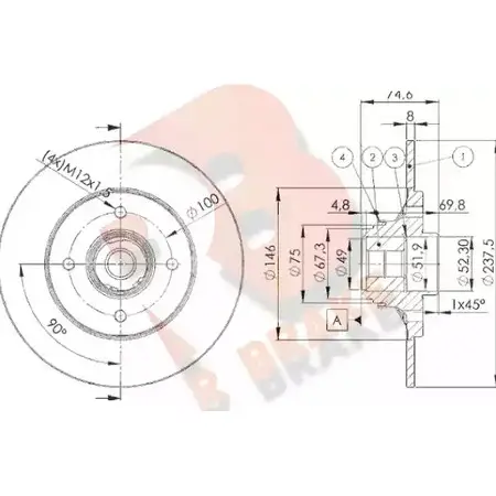 Тормозной диск R BRAKE WL00HOY 4387414 N4IU CD4 78RBD14901