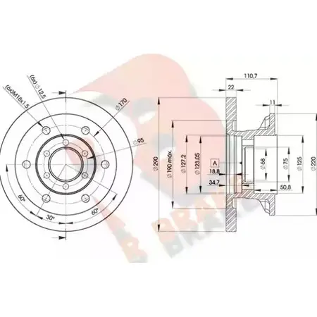 Тормозной диск R BRAKE BC 86W 78RBD18772 4387438 WPQ8K87 изображение 0