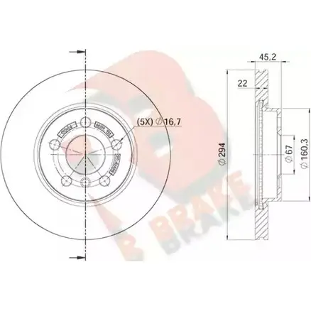 Тормозной диск R BRAKE NV RKRGV 78RBD20046 LE7R2YC 4387452 изображение 0