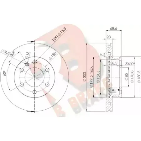 Тормозной диск R BRAKE F5WYD T9M F6R 4387462 78RBD20190