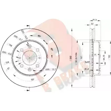 Тормозной диск R BRAKE 3VGQWT9 4387502 78RBD20830 7PV BK изображение 0