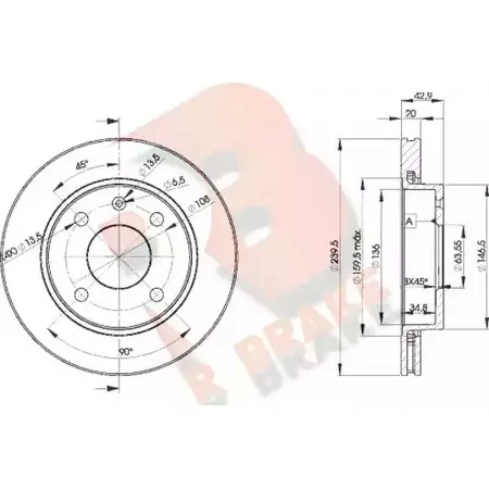 Тормозной диск R BRAKE 4387523 78RBD21064 JVU5S5R W1 I8KTW изображение 0