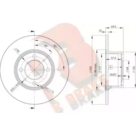 Тормозной диск R BRAKE 99 S4V 78RBD21070 ZOVWE73 4387525