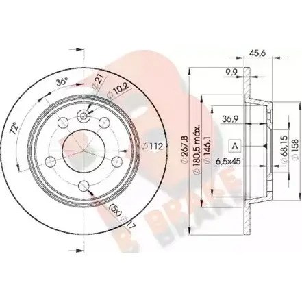 Тормозной диск R BRAKE 78RBD21094 FXWW F7 4387529 KK4FIW1
