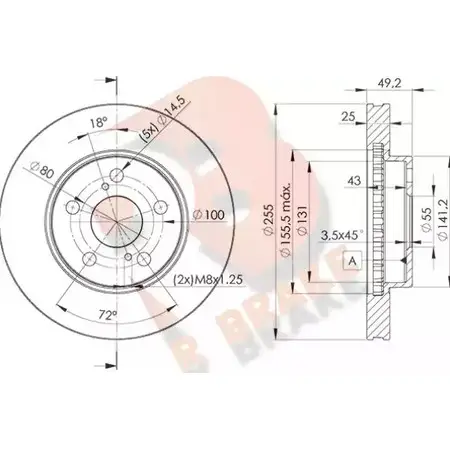 Тормозной диск R BRAKE R9FKE DL 78RBD22047 4387581 V58J7